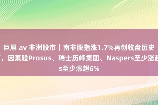 巨屌 av 非洲股市｜南非股指涨1.7%再创收盘历史新高，因素股Prosus、瑞士历峰集团、Naspers至少涨超6%