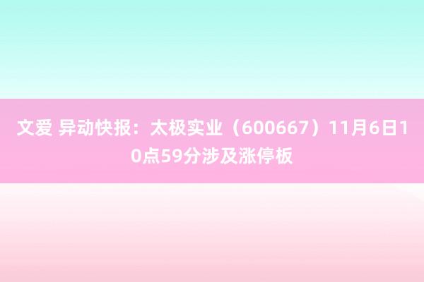 文爱 异动快报：太极实业（600667）11月6日10点59分涉及涨停板