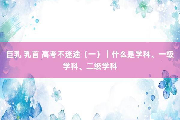 巨乳 乳首 高考不迷途（一）｜什么是学科、一级学科、二级学科