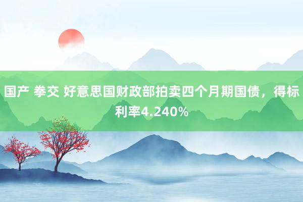 国产 拳交 好意思国财政部拍卖四个月期国债，得标利率4.240%