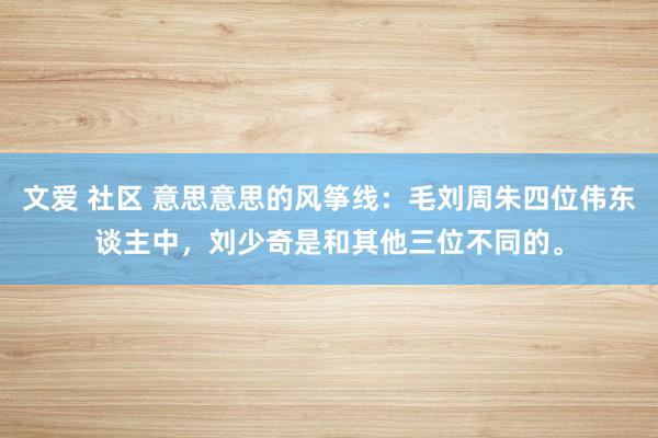 文爱 社区 意思意思的风筝线:毛刘周朱四位伟东谈主中,刘少奇是和其他三位不同的。