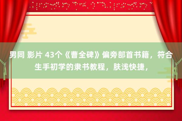 男同 影片 43个《曹全碑》偏旁部首书籍，符合生手初学的隶书教程，肤浅快捷，
