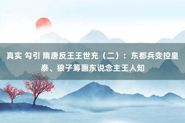 真实 勾引 隋唐反王王世充（二）：东都兵变控皇泰、狼子筹画东说念主王人知