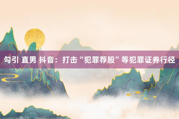 勾引 直男 抖音：打击“犯罪荐股”等犯罪证券行径