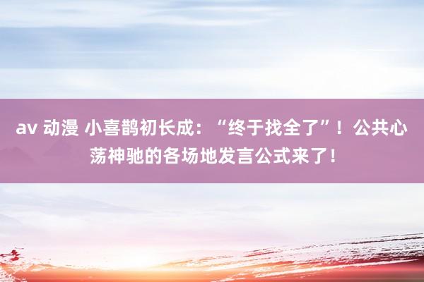av 动漫 小喜鹊初长成：“终于找全了”！公共心荡神驰的各场地发言公式来了！