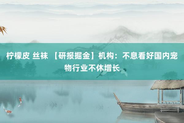 柠檬皮 丝袜 【研报掘金】机构：不息看好国内宠物行业不休增长