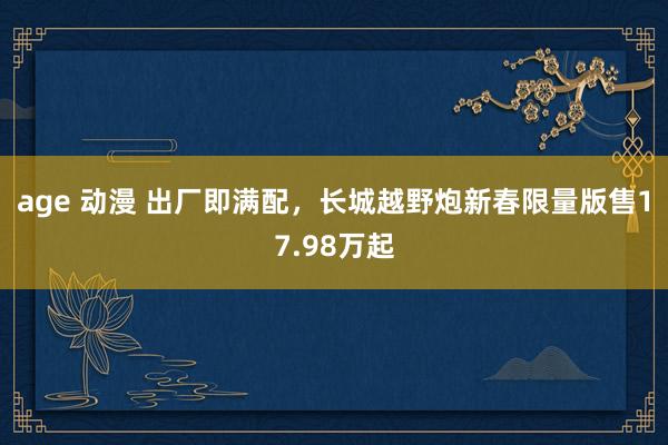 age 动漫 出厂即满配，长城越野炮新春限量版售17.98万起