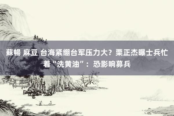 蘇暢 麻豆 台海紧绷台军压力大？栗正杰曝士兵忙着“洗黄油”：恐影响募兵